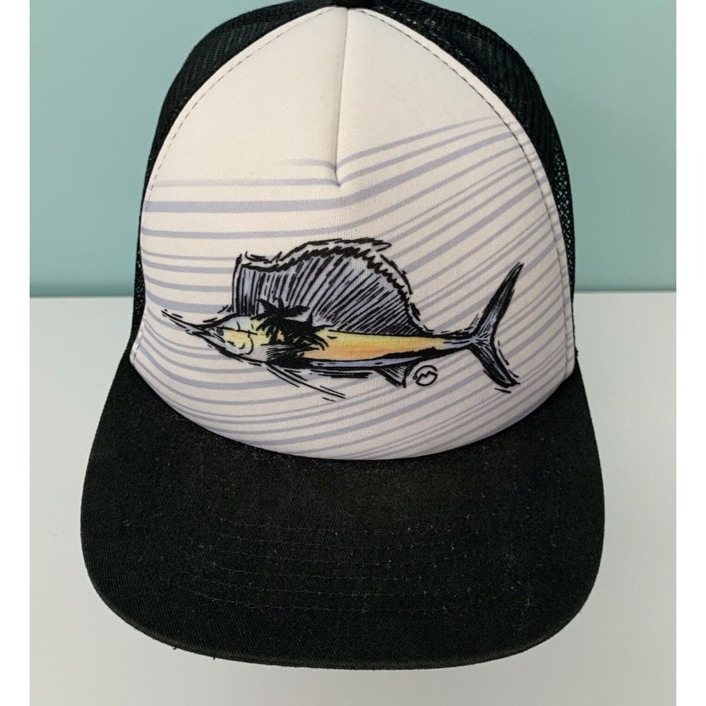 Magellan Swordfish Hat Mens Adjustable Black Snapback Trucker Cap Mesh Fishing